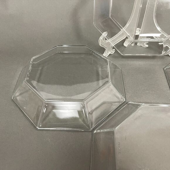 Arcoroc France Octime Clear Octagonal Bowls Glass 7 3/4" across Lot of 4 - Picture 8 of 13